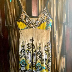 Bailey Blue Paisley Dress Size Small beige, black yellow teal summer